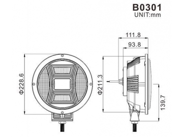 Barra de luces de conducción LED redondas de 9 pulgadas 10W, B0301