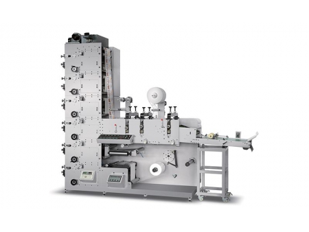 Maquina Impresora flexografica con tres estaciones de troquelado rotativo ZBS-320G