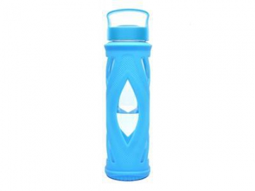 Botella de agua de vidrio con tapa a rosca