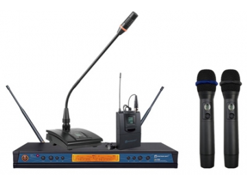 Sistema de micrófono inalámbrico de verdadera diversidad de receptor de 2 canales UHF ER-5900