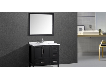 Mueble de Baño, Diseño Clásico Fondo Reducido con Patas y Espejo - M-6503 M-6503