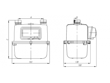 Medidor de gas tipo diafragma, compacto en aluminio