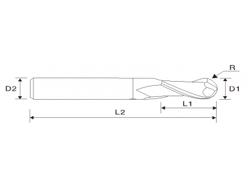 Fresa de extremo redondo de 2 filos EME06 (cuello largo)