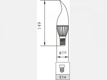 Bombilla LED de cerámica de 3W tipo vela