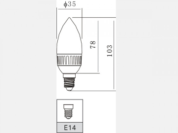 Bombilla LED de aluminio de 3W tipo vela