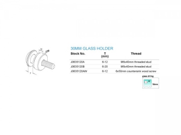Soportes de acero inoxidable de 30mm para vidrio