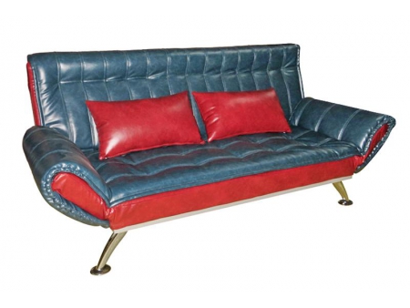Sofá cama de cuero con brazo plegable