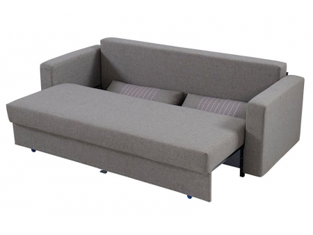 Sofá convertible de tela de tres cuerpos con lugar para almacenamiento