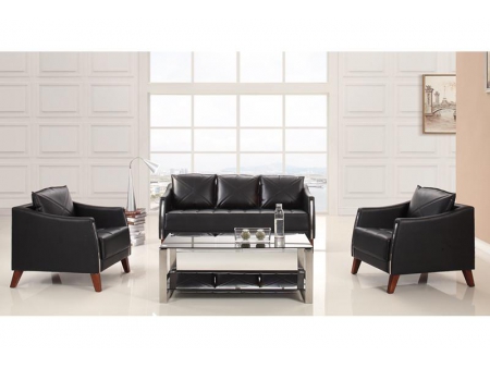 Set de sillones y sofá de tres cuerpos de cuero