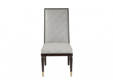 Silla de comedor de madera de cerezo con tapizado de tela