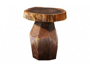 Mesa auxiliar redonda de madera de nogal