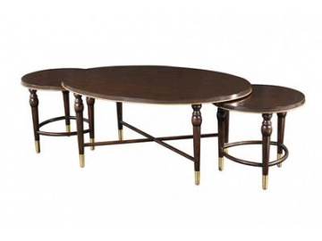 Mesa auxiliar redonda antigua de madera