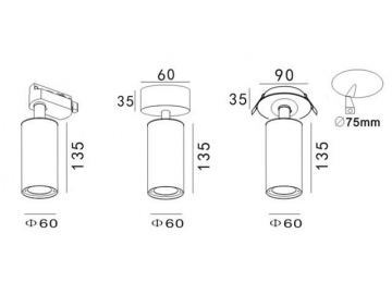 (Serie N) Kits de Luz de Riel LED con Varias Opciones de Instalación