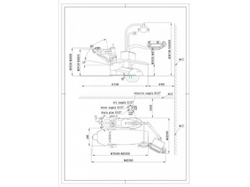 Unidad dental A3600  (sillón dental Tecnodent, pieza de mano, endoscopio, luz LED)