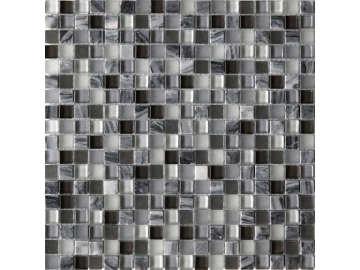 Mosaico de mezcla de metal, vidrio y piedra