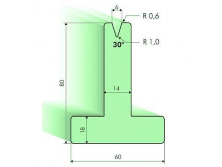 Matrices en T 30°, H=80mm, Utillaje para plegadora Amada