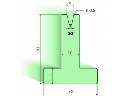 Matrices en T 30°, H=80mm, Utillaje para plegadora Amada