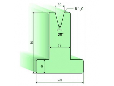 Matrices en T 30°, H=80mm, Utillaje para plegadora Amada