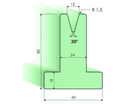 Matrices en T 30°, H=80mm, Utillaje para plegadora Amada