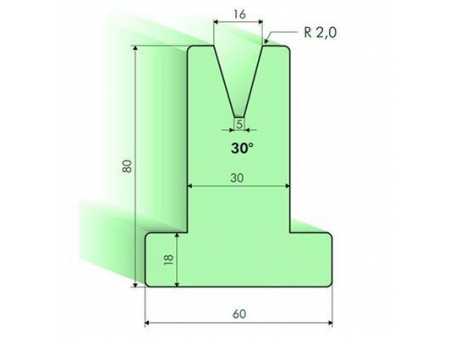Matrices en T 30°, H=80mm, Utillaje para plegadora Amada