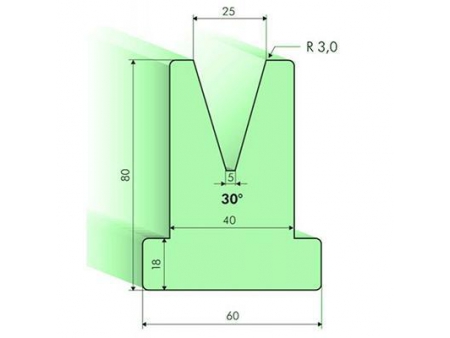 Matrices en T 30°, H=80mm, Utillaje para plegadora Amada