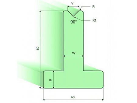 Matrices en T 90°, H=80mm, Utillaje para plegadora Amada