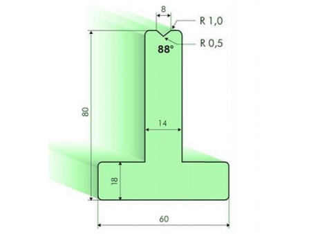Matrices en T 88°, H=80mm, Utillaje para plegadora Amada