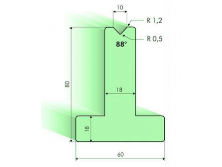 Matrices en T 88°, H=80mm, Utillaje para plegadora Amada