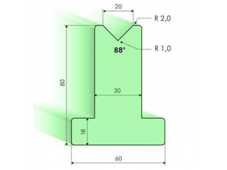 Matrices en T 88°, H=80mm, Utillaje para plegadora Amada