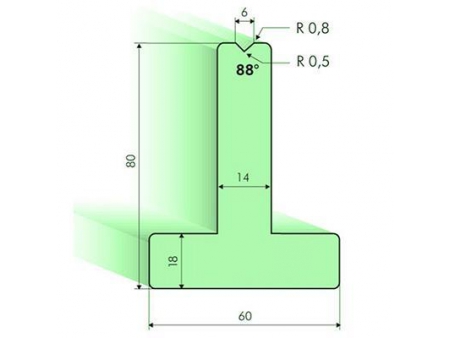 Matrices en T 88°, H=80mm, Utillaje para plegadora Amada