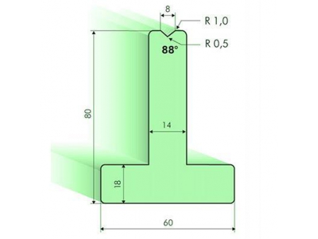 Matrices en T 88°, H=80mm, Utillaje para plegadora Amada