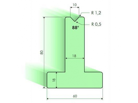 Matrices en T 88°, H=80mm, Utillaje para plegadora Amada