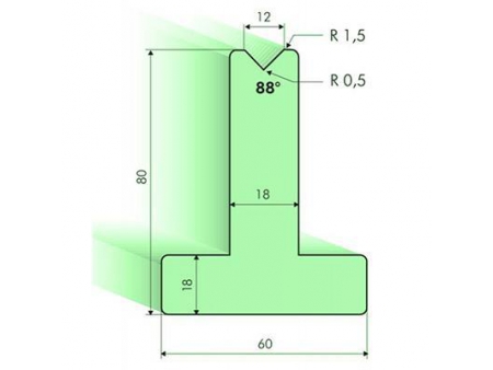 Matrices en T 88°, H=80mm, Utillaje para plegadora Amada