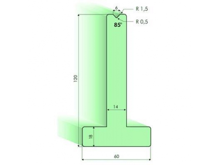 Matrices en T 85°, H=120mm, Utillaje para plegadora Amada