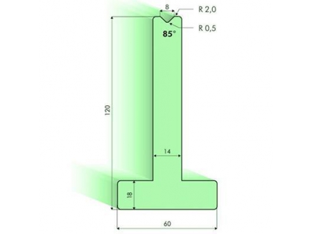 Matrices en T 85°, H=120mm, Utillaje para plegadora Amada