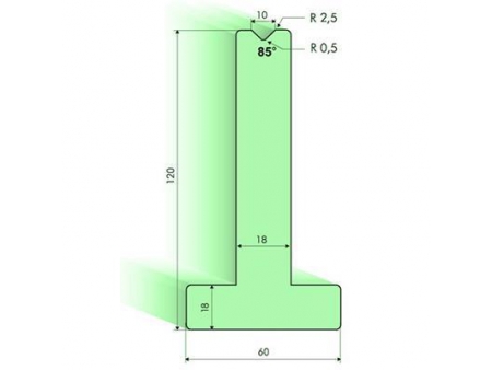 Matrices en T 85°, H=120mm, Utillaje para plegadora Amada