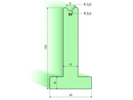 Matrices en T 85°, H=120mm, Utillaje para plegadora Amada