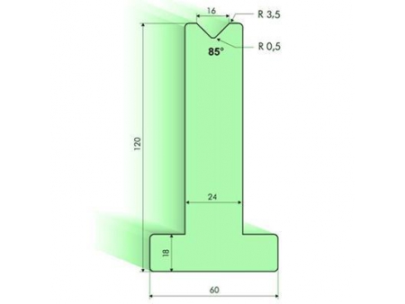 Matrices en T 85°, H=120mm, Utillaje para plegadora Amada