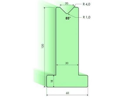 Matrices en T 85°, H=120mm, Utillaje para plegadora Amada