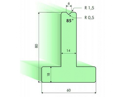 Matrices en T 85°, H=80mm, Utillaje para plegadora Amada