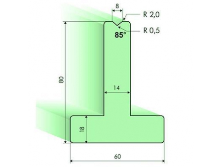Matrices en T 85°, H=80mm, Utillaje para plegadora Amada