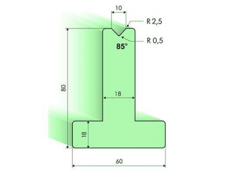 Matrices en T 85°, H=80mm, Utillaje para plegadora Amada
