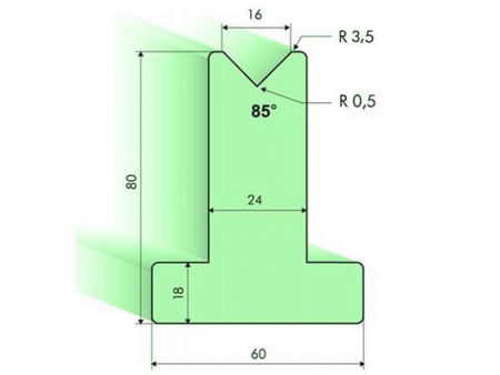 Matrices en T 85°, H=80mm, Utillaje para plegadora Amada