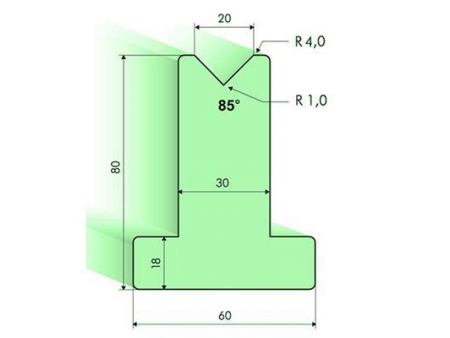 Matrices en T 85°, H=80mm, Utillaje para plegadora Amada