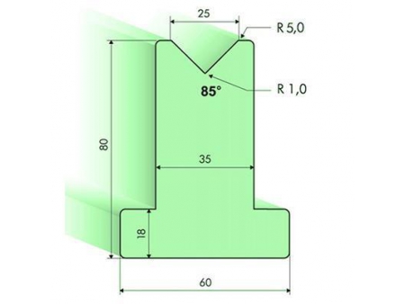 Matrices en T 85°, H=80mm, Utillaje para plegadora Amada