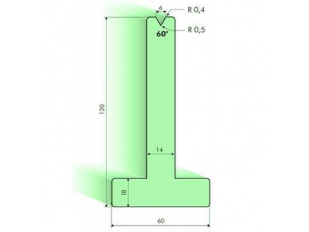 Matrices en T 60°, H=120mm, Utillaje para plegadora Amada