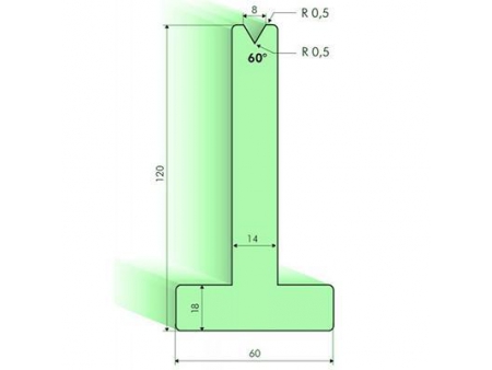 Matrices en T 60°, H=120mm, Utillaje para plegadora Amada