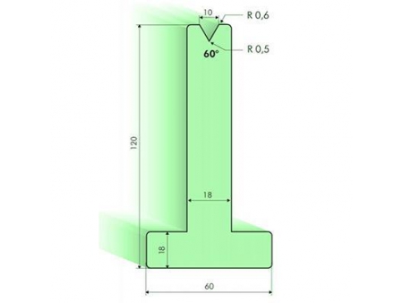 Matrices en T 60°, H=120mm, Utillaje para plegadora Amada