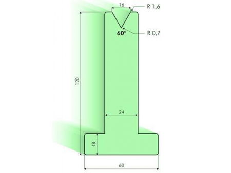 Matrices en T 60°, H=120mm, Utillaje para plegadora Amada