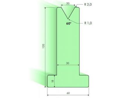 Matrices en T 60°, H=120mm, Utillaje para plegadora Amada